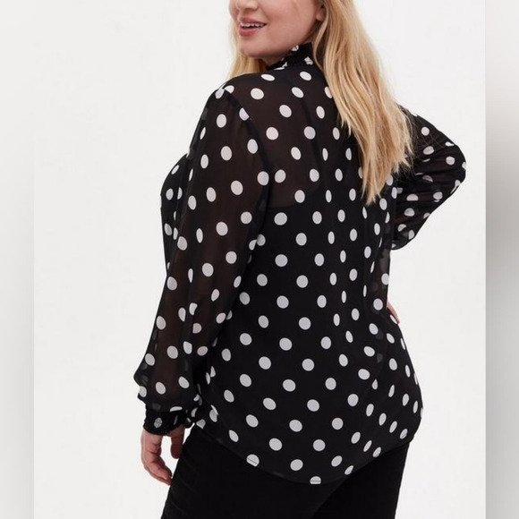 Chiffon Smocked Mock Neck Blouse - Picture 2 of 6